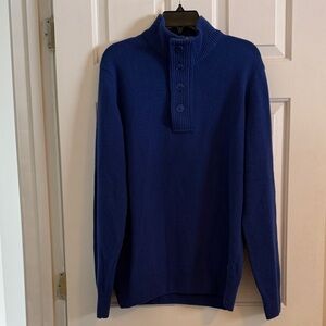 Men’s Barbour Elbow Patch Button Sweater, Wool, Royal Blue, size Large